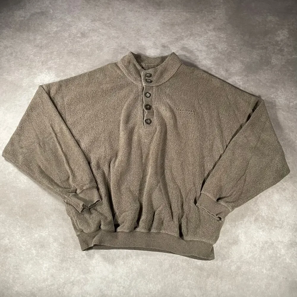 Vintage NeWear Brown Button Up Henley Sweater Men’s Large